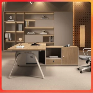 L Shaped Office Desk With Cabinet