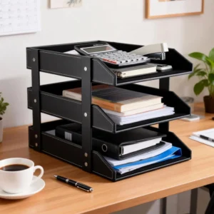 3 Tier Premium Leather Document Tray